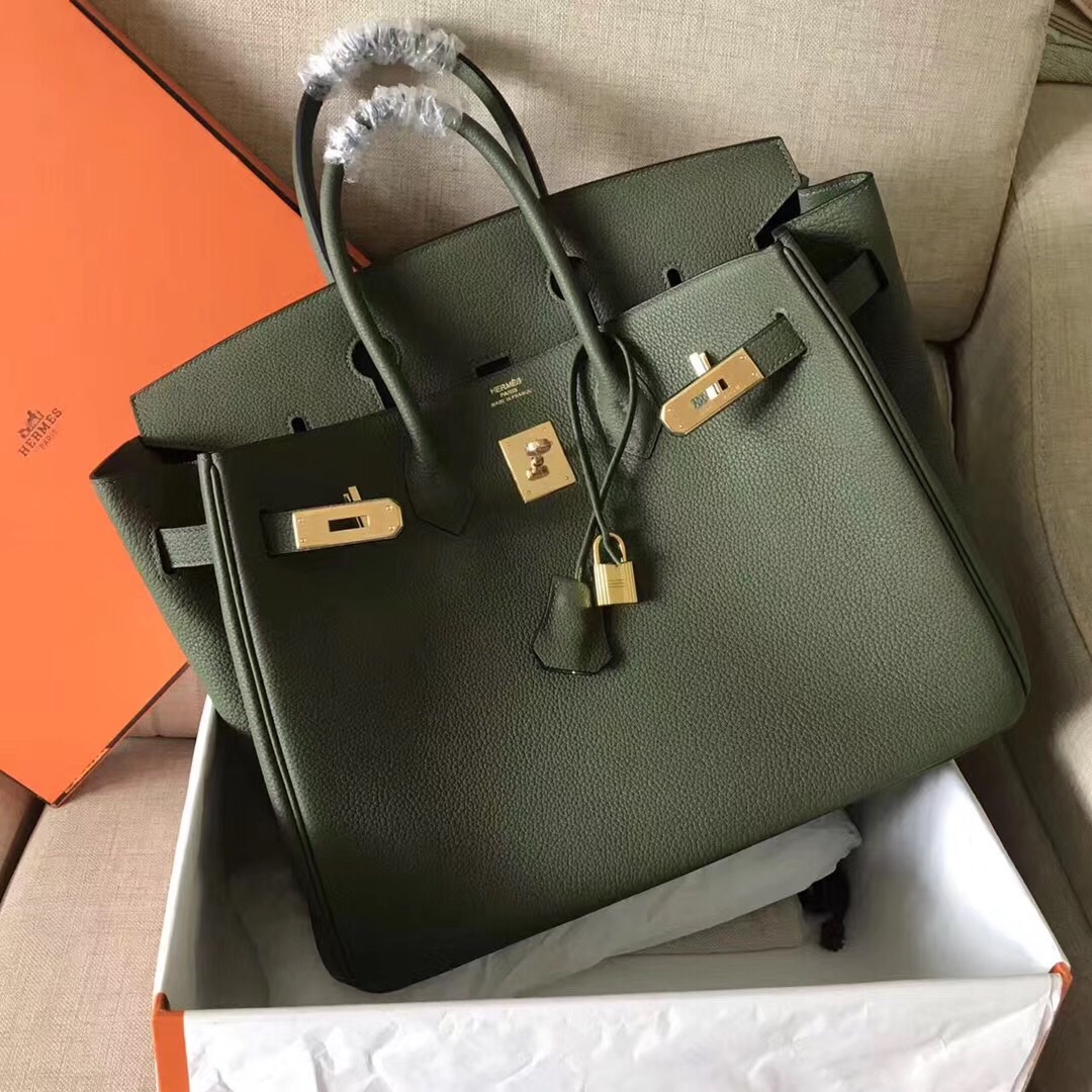 Hermes Birkin 35CM Togo Leather Handbag Forest Green